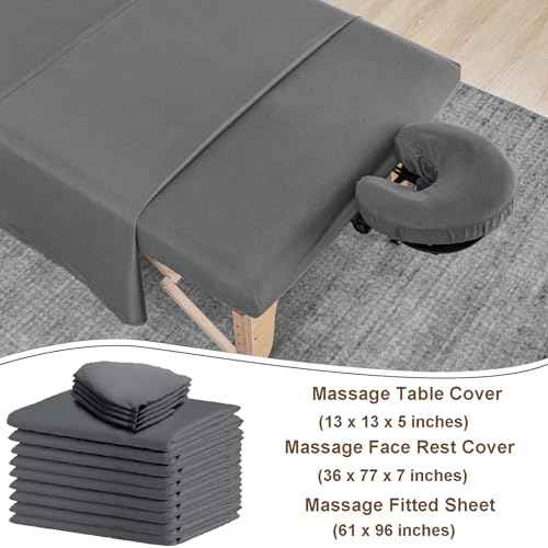 4 Set Massage Table Sheets Sets, 12Pcs Reusable Soft Microfiber Massage Bed Sheets Sets Bulk Includes Massage Table Cover Massage Fitted Sheet and Massage Face Rest Cover for Salon Spa