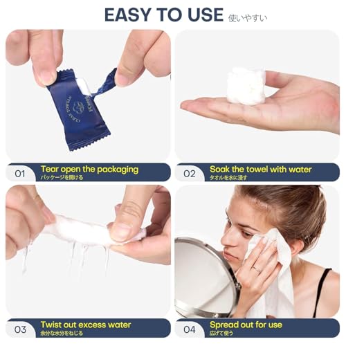 Compressed Towel Tablets 500 Pcs Disposable Face Towel With 4 Dispenser Bottles Cloths Camping Hiking Outdoor Gear Family Travel Gym Workout Fitness Emergency Use Portable Washcloths(Blue)