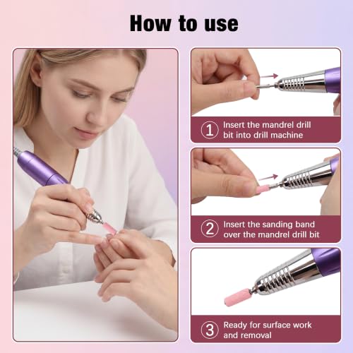 Mini Sanding Bands Nail Drill Set, 100pcs 80-240 Grit