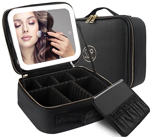 MOMIRA Travel Makeup Bag with Lighted Mirror & Organizer