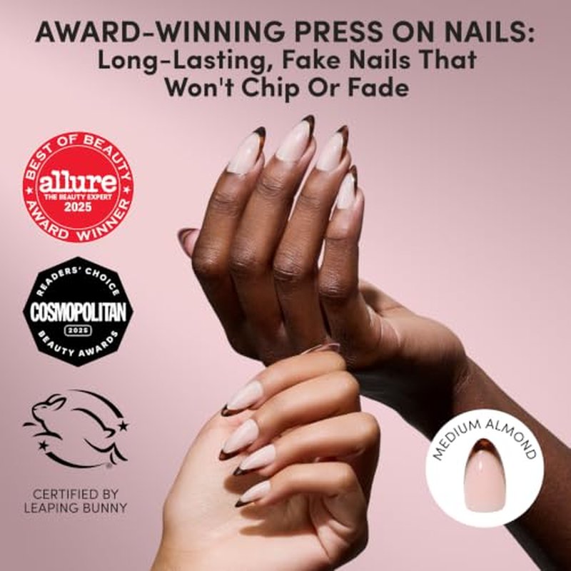 Glamnetic Tortoiseshell French Tip Press On Nails - Medium Almond
