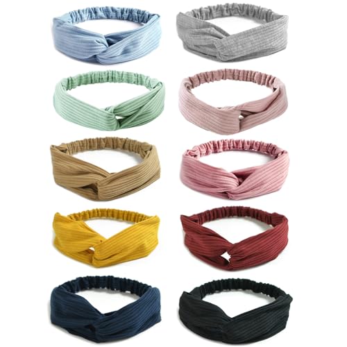 DRESHOW 10 Pack Criss Cross Vintage Headbands for Women