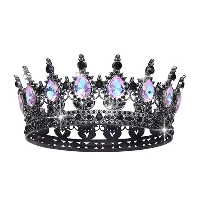 Black Moonlight Purple Rhinestone Wedding Crown for Women