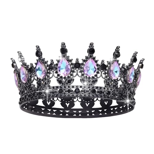 Black Moonlight Purple Rhinestone Wedding Crown for Women