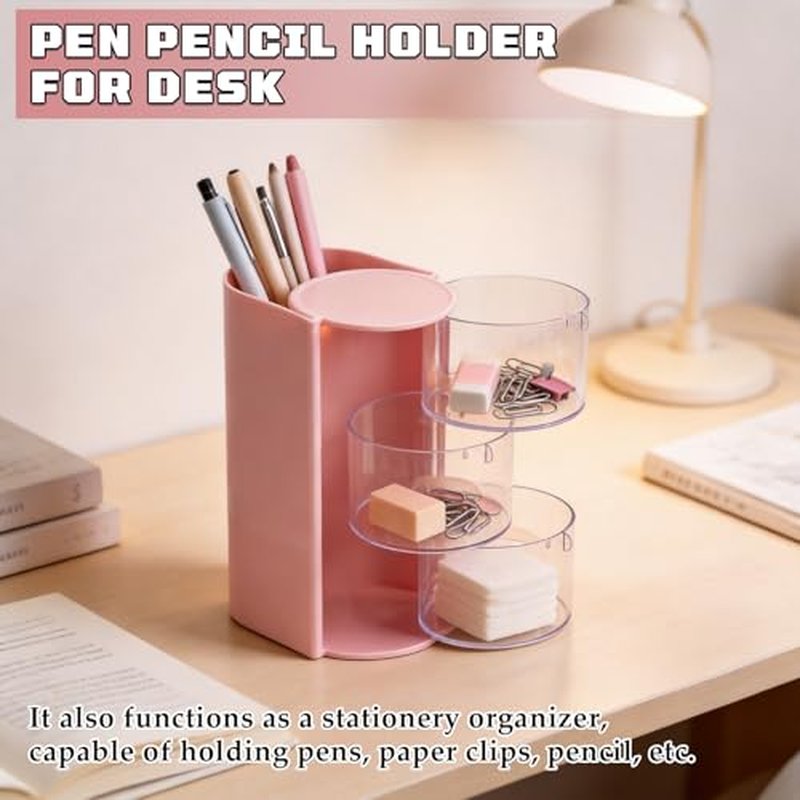 3-Layer Rotating Hair Accessories Organizer - White & Pink