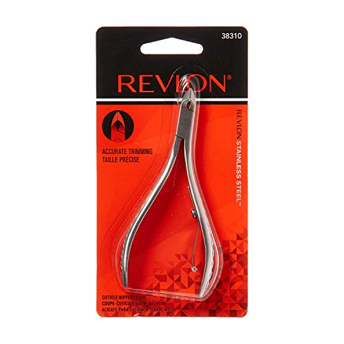 Revlon Stainless Steel Half Jaw Cuticle Nipper - Precision Hangnail Trimmer