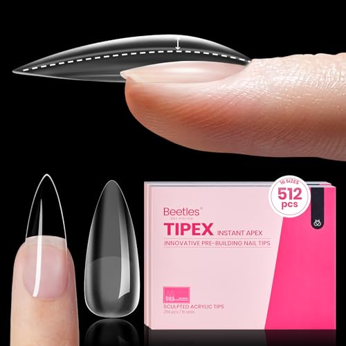 Beetles Tipex Instant Apex Nail Tips, Medium Stiletto, 512pcs 16 Sizes