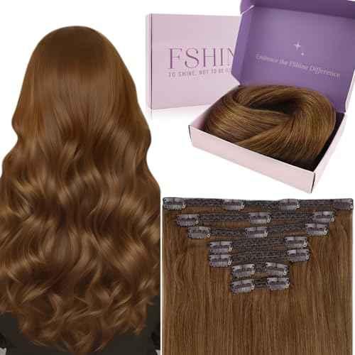 Fshine Clip In Hair Extensions 20 Inch Reddish Brown Real Human Hair, 105 g 7 pcs Long Length Seamless Extensions For Women Full Volume Perfect, For Events Shoots Or Daily Glamour