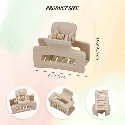 100 Pieces 2.5cm/0.1" Candy Color Small Non-slip Rectangle Plastic Hair Claws Clips Mini Hair Clamps Barrettes Hair Accessories for Women Girls Teens Kids