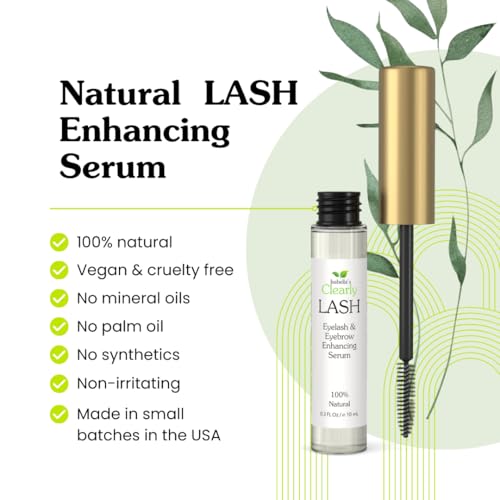 Clearly LASH, Natural Eyelash Growth Serum for Longer, Fuller Enhanced Lashes and Brows with Castor Oil + Vitamin E | Irritation Free and Paraben Free