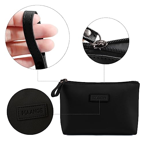 MAANGE Small Makeup Bag PU Leather Cosmetic Pouch with Zipper