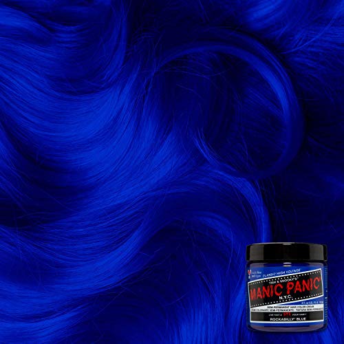 MANIC PANIC Classic Rockabilly Blue Semi Permanent Hair Color - True Neutral Blue Hair Dye for Women & Men That Lasts 4-6 Weeks - Vegan, Ammonia & Cruelty-Free - Create & Mix Custom Shades (4oz / 2pk)
