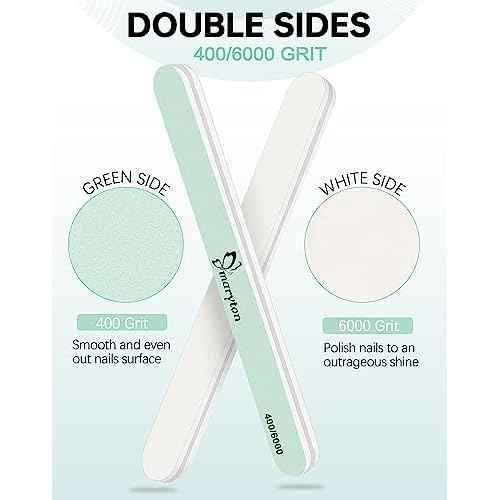 Maryton Nail Buffer and Shine Kit - 10pcs Nail Shine Buffer Blocks for Natural Nails Polisher Fingernail Buffer Buffing File 400 6000 Grit