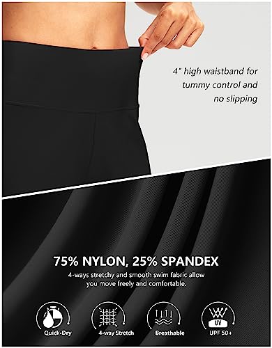 G Gradual Women's 7" Long Swim Board Shorts High Waisted Quick Dry Beach Swimming Shorts for Women with Liner Pockets(Cyan,3XL)