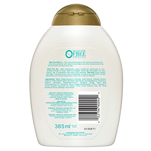 OGX Quenching + Coconut Curl-Defining Conditioner | For Curly Hair | With Coconut & Citrus Oil | Paraben & Sulfate-Free | 13oz Pack of 2