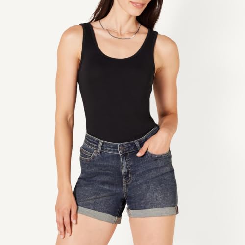 Amazon Essentials Women's Slim-Fit Ribbed Tank Top, Pack of 2 – Black/Olive, Medium