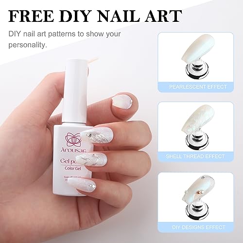 Arousar Gel Polish, 15ml Glitter White Color Soak Off Gel Nail Polish Swirl Thread Effect, Fall Hallowmas Quick Dry Nail UV LED Manicure Gel Nail Polish for Salon DIY at Home