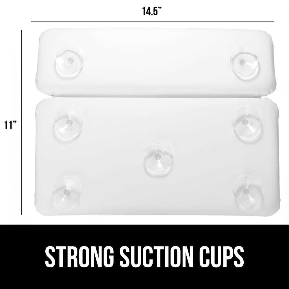 GORILLA GRIP Bath Pillow for Tub, Headrest for Neck and Back Support, Luxury Bathtub Pillows, Hot Tub Cushions, Bathroom Accessories for Women, Relaxing Spa Gifts for Mom Wife Girlfriend 2 Panel White