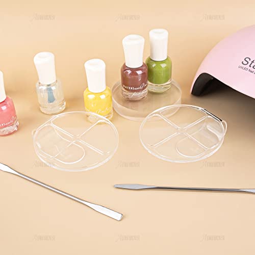 AUEAR, 2 Pack Hand Makeup Mixing Palette Handheld Clear Cosmetic Nail Art Manicure with Pieces Spatula for Foundation