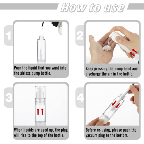 0.5oz Airless Pump Bottles, Clear Lotion Dispenser (3-Pack)