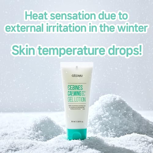 Atomu Cebines Calming Gel Lotion, Nourishing Cooling Facial Lotion for Sensitive and Distressed Skin, Hypoallergenic Soothing Redness Cream, All Skin Types, Korean Skincare (3.38 fl.oz.)
