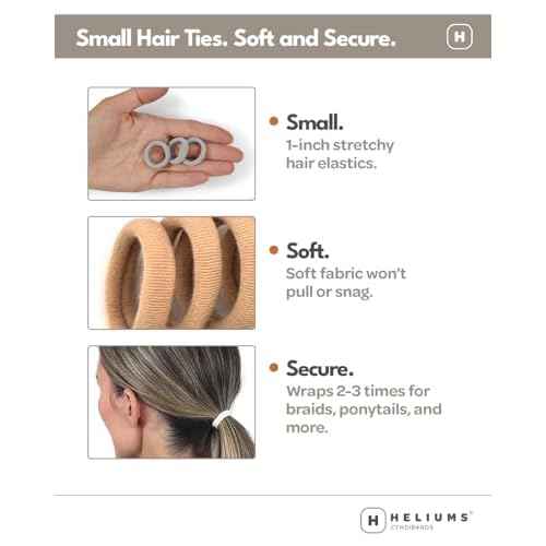 Heliums Small Soft Hair Ties - Sandy Blonde - 1 Inch Mini Nylon Hair Ties No Damage, Ponytail Holders for Kids, Braids, Dogs and Thin Hair - 30 Count