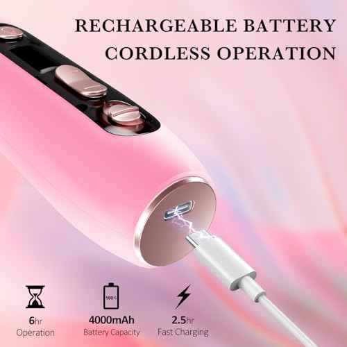 ENGERWALL Professional Manicure Pedicure Kit, Electric Nail File Set, Portable Cordless Electric Nail Drill Machine, 10 Speeds Nail Care Tool for Grind Trim Polish, Pink