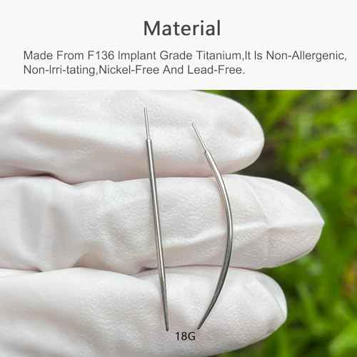 G23 Titanium Threadless Piercing Taper 16G/18G/20G Flat Back Earring Applicator Tool Insertion Pin for Push In Nose Lip Ear Tragus Helix Body Piercing Jewelry Stretcher Assistant Tool