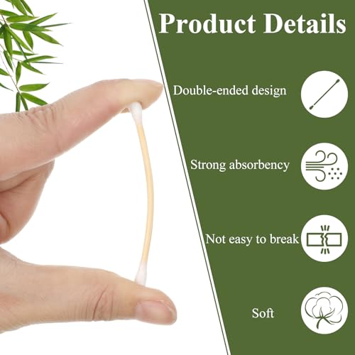 SHENLIU 6000 Count Bamboo Cotton Swabs - Double-Tipped Buds for Ear & Makeup