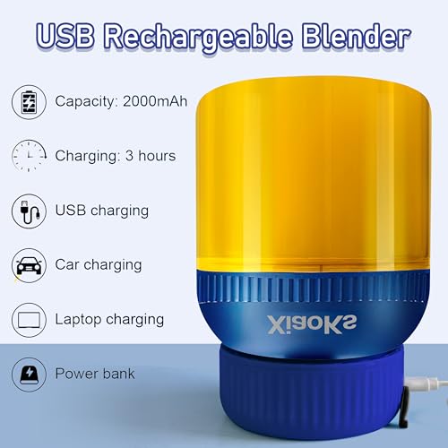 Blue Portable Personal Blender 43oz for Shakes & Smoothies - Travel & Office Friendly