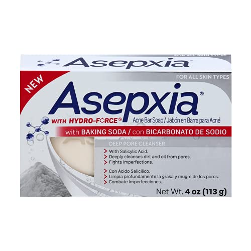 Asepxia Cleansing Bar Baking Soda, Multipack: Deep Skin Cleansing, Acne Fighting with 2% Salicylic Acid, Removes Oil and Dirt, Prevents Imperfections, Suitable for All Skin Types - 4 Oz, 5 Count