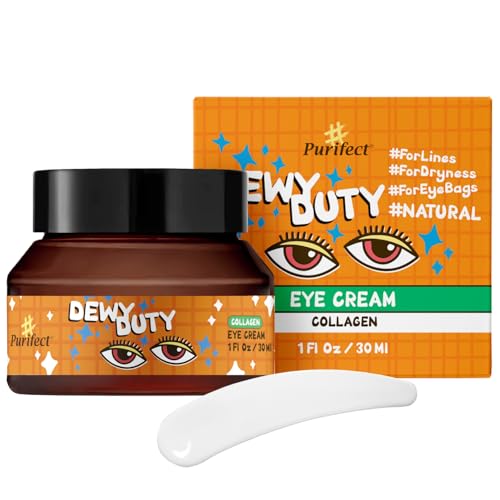 Purifect Plumping Collagen Eye Cream for Dark Circles, Wrinkles, Puffiness, Dry & Sensitive Skin ? Made in USA | Anti-Aging firming face cream with 7 Types of Collagen, Panthenol & Hyaluronic Acid