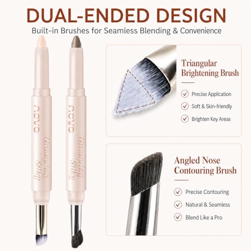 Contour & Highlighter Stick Duo with Brushes – Cool Toned Makeup