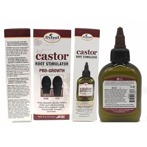Difeel 3-PC Castor Pro-Growth Hair Growth: Cleansing & Treatment Set - Includes 12 oz Shampoo, 12oz Conditioner, & 2.5oz Root Stimulator
