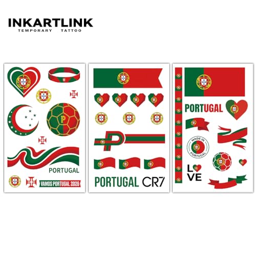 World Cup 2026 Portugal Flag Temporary Tattoos - 3 Pack