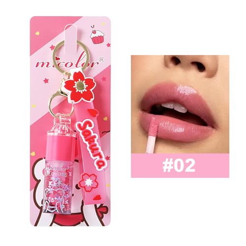 Petansy Keychain Lip Glosses Set, Girls Party Favor Including 3Pcs Assorted Flavors Moisturizing Shimmer Lip Glosses