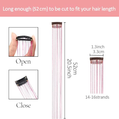 Black Hair Tinsel Clips - 12pcs 20.5 Inch Fairy Hair Extensions