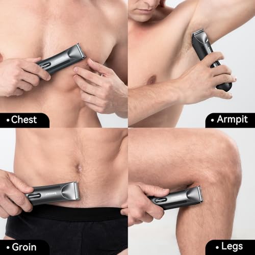 Kensen Body Hair Trimmer for Men - Ceramic Blades, LED Light, IPX7 Waterproof