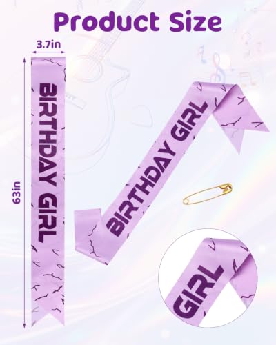 Purple Birthday Girl Sash with Lightning Energy Pattern