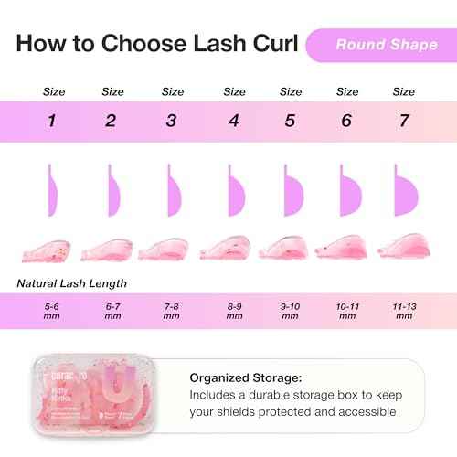 Curacoro Lash Lift Shields, 14 Pcs/7 Sizes Lash Lift Rods, Lash Lift Pads for Eyelash Curling and Lifting, Reusable Silicone Lash Rods For Eyelash Perm Lamination