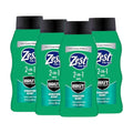 Zest Mens 2-in-1 Body Wash - Body Wash for Men - Cleanses Hair and Body - Refreshing Scent - Hydrating Shower Gel - Ideal for All Skin Types - 4 pc