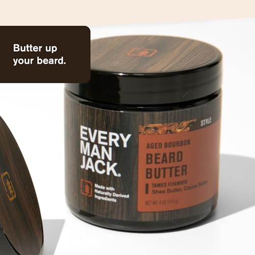 Every Man Jack Beard Butter- Aged Bourbon Fragrance - Hydrates and Styles Dry, Unruly Beards While Relieving Itch - Naturally Derived with Shea Butter and Coconut Oil - 4-ounce (2 Pack)