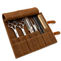 16-Slot Barber Scissors Bag Roll-Up | Waxed Canvas & Leather