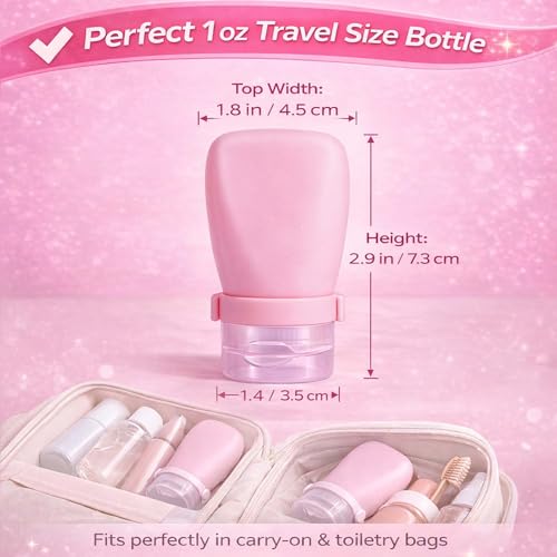1 oz Silicone Travel Bottles, Leakproof Squeeze Bottle 4 Pack