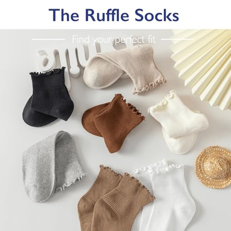 Hstyle 6 Pairs Cute Ruffle Ankle Socks for Women