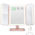 EASEHOLD Rose Gold Rechargeable Lighted Makeup Vanity Mirror with 116 LEDs & Magnification