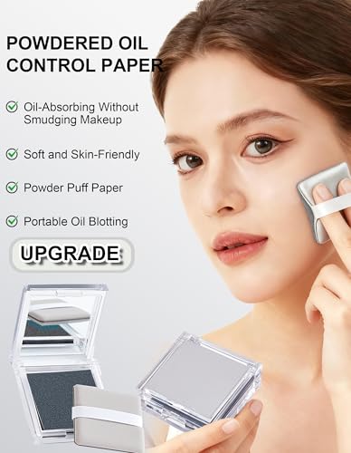 Oil Blotting Papers with Powder & Mirror - 100 Sheets