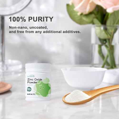 Zinc Oxide Powder, 8OZ 100% Purity, Non-Nano and Uncoated, Cosmetic Grade, Zinc Oxide Powder for DIY Sunscreen
