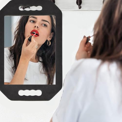 Black Rectangle Double Handle Large Handheld Mirror for Salon & Barber, 16.14x9.84 inch - 1 Pack