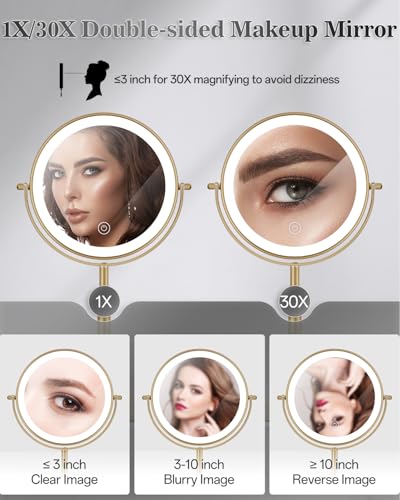 LED Lighted Magnifying Makeup Mirror 30X/1X Magnification